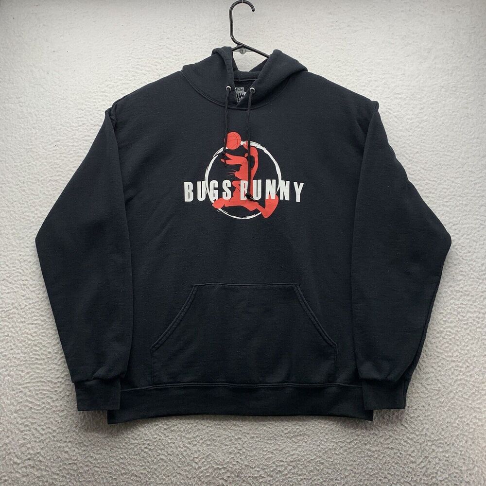 Bugs Bunny Space Jam 2 Hoodie Mens Large L Black Jumpman New Legacy Sweatshirt